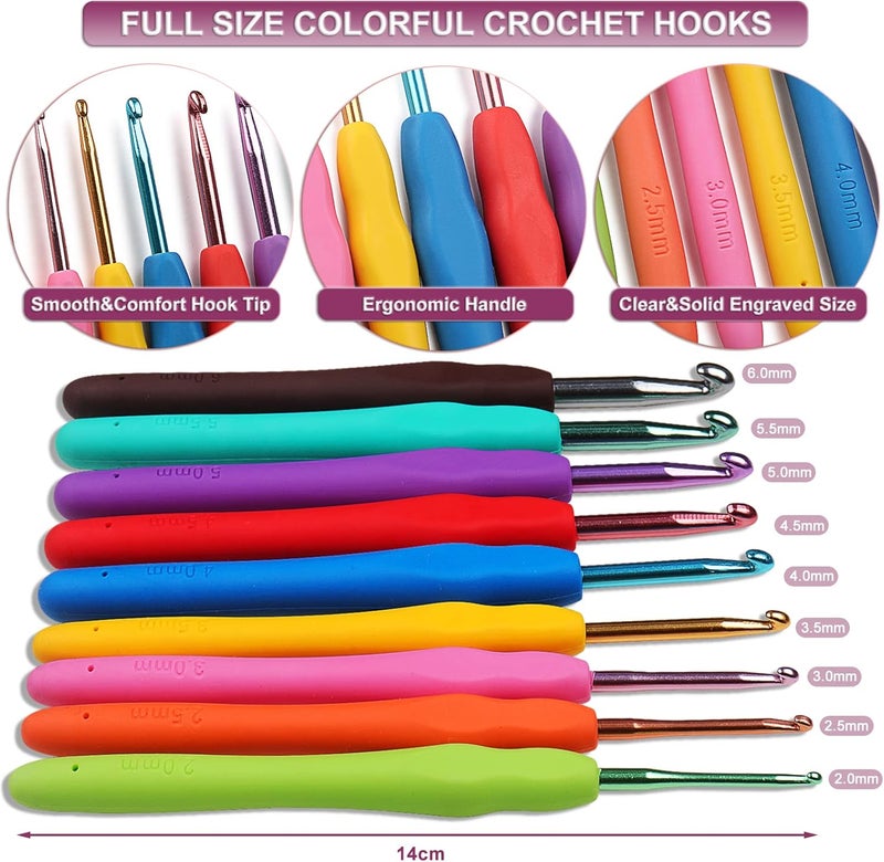 Aeelike Crochet Kit Multi Size Crochet Hooks Set 0.6mm-6mm, Full Crochet Kit for Beginners Adults, Crochet Hooks Set with Case Accessories - Crochet Gift for Mother & Grandmother (Purple Flower) - Image 4